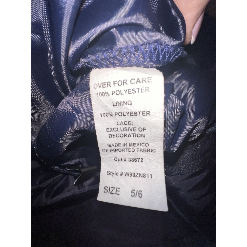 Windsor Satin Blue Floral Print Cocktail Party Dress Sz 5/6 - Picture 7 of 9